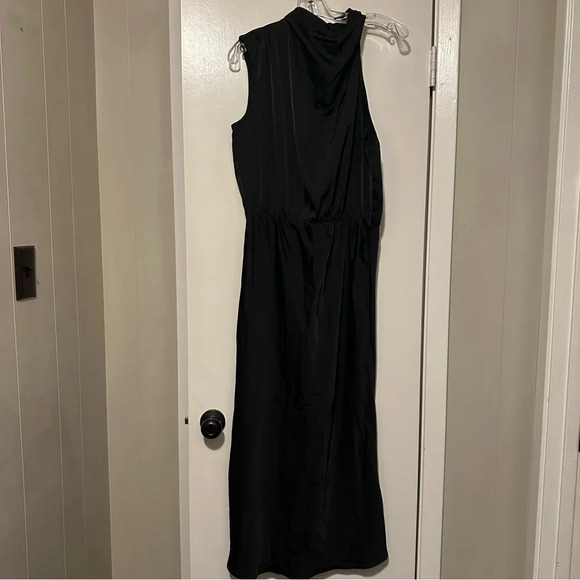 NWT PRETTYGARDEN Satin Dress Elegant Sleeveless Mock Neck Cocktail black size L - Picture 3 of 11